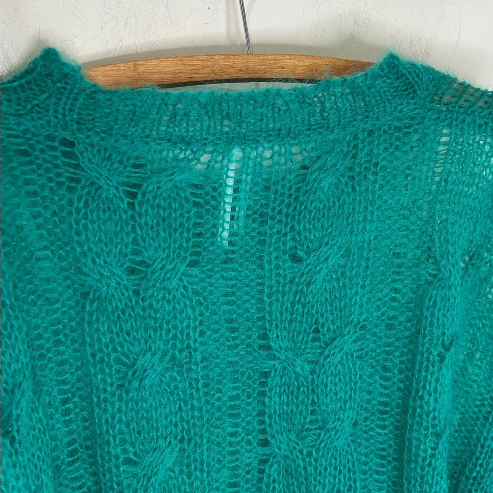 BY ANTHROPOLOGIE Posey Stitched Distressed Wool Blend SweaterGreen Size Small - Picture 14 of 16